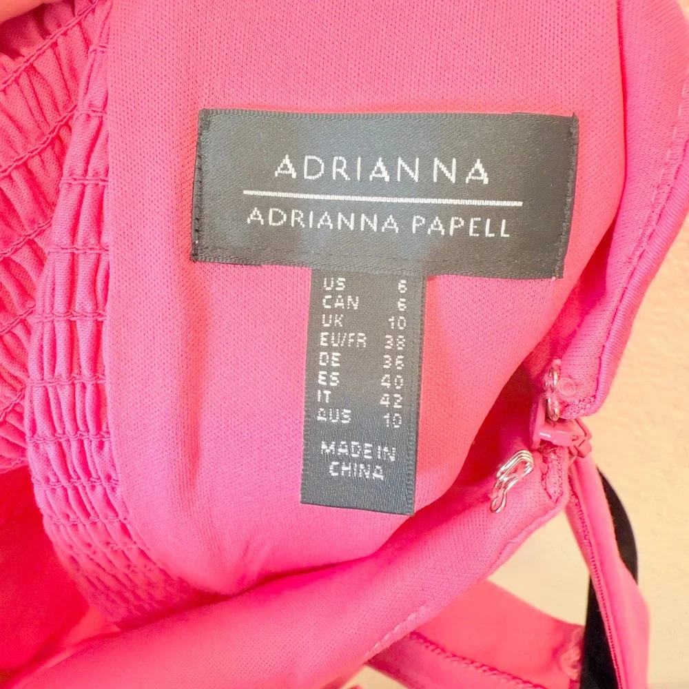Adrianna Papell Hot Pink Sleeveless Mini Cocktail Dress Bow Size 6 Valentines - Picture 5 of 7
